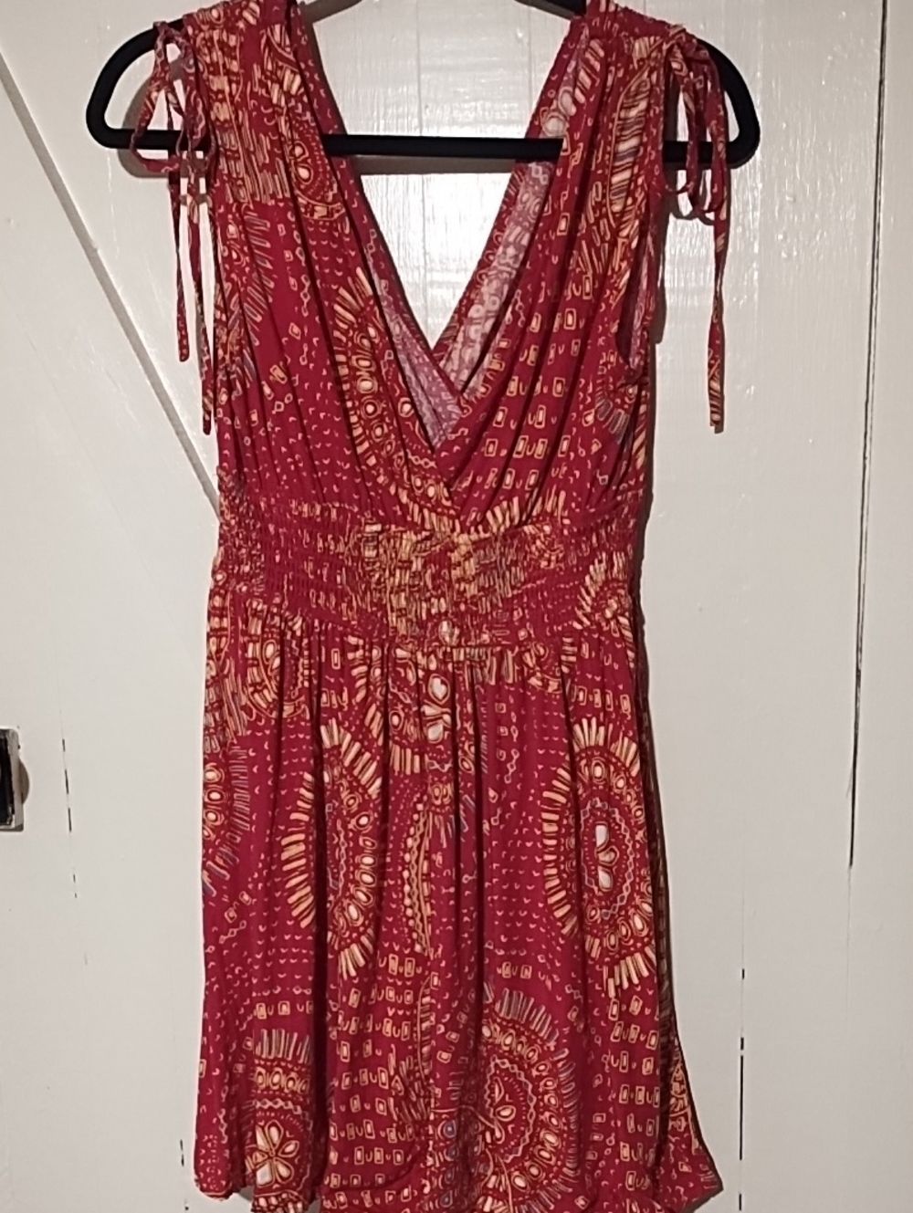 Cupshe Red Printed Tie-Shoulder Mini Dress